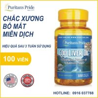 Viên dầu gan cá tuyết giúp bổ não, tăng cường thị lực - Puritan's Pride Cod Liver Oil 100 viên