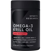 Viên Dầu Nhuyễn Thể Hỗ Trợ Thị Lực Và Tim Mạch Sports Research Omega-3 Krill Oil 1000mg 60 viên