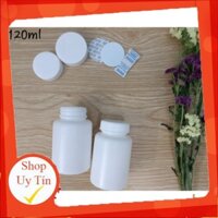 viên dược gelatin Lọ nhựa dược trắng HDPE 120ML Chọn  nắp- combo 100 lọ đã cho dù là siu tự dính và chống ẩm