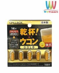 Viên giải rượu Pillbox Kanpai Ukon Gold 200mg Nhật Bản Vỉ 5 viên