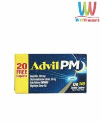 Viên giầ̀m đau và hỗ trợ ngủ ngon Advil PM 200mg 140 Caplets