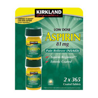 Viên giảm đau và ngăn ngừa đột quỵ nhồi máu cơ tim Kirkland Low Dose Aspirin 81mg 2x 365 viên