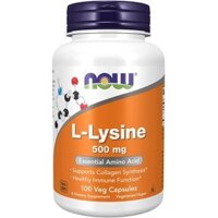 Viên Giảm Mụn Nội Tiết Tố | NOW L-Lysine 500 mg [100-250 viên] , Tổng Hợp Collagen, Tăng Cường Hệ Miễn Dịch