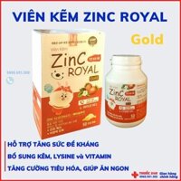 Viên kẽm zinc royal gold bổ sung kẽm, betaglucan tăng đề kháng, kích thích ăn ngon cho bé, Hộp 50 viên dạng viên kẹo