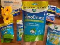 Viên kẹo ngậm trị ho và viêm họng Vicks VapoDrops Original Menthol Lozenges 42 Pack vị bạc hà