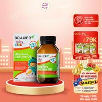 Viên mềm Dầu gan cá Tuyết tinh khiết và DHA Brauer Baby &amp; Kids Ultra Pure Cod Liver Oil with DHA cho bé trên 1 tuổi 90 viên - Nhập khẩu Australia