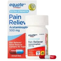 Viên Mềm Giảm Đau EQUATE Extra Strength Acetaminophen, 500 mg, Hủ 24 Viên