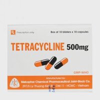 Viên nang Tetracyclin 500mg điều trị nhiễm khuẩn (10 vỉ x 10 viên)
