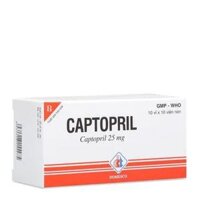 Viên nén Captopril 25mg Domesco điều trị tăng huyết áp, suy tim (10 vỉ x 10 viên)