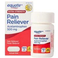 Viên Nén Giảm Đau EQUATE Extra Strength Acetaminophen, 500 mg, Hủ 40 Viên