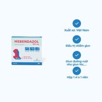 Viên nén Mebendazol 500mg điều trị nhiễm giun (1 vỉ x 1 viên)