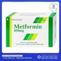 Viên nén Metformin 850mg Tipharco điều trị đái tháo đường tuýp 2 (4 vỉ x 15 viên)