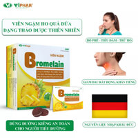 Viên Ngậm Bổ Phế, Giảm Ho, Đau Rát Họng, An Toàn Cho Người Tiểu Đường BROMELAIN VIPHAR Hộp 30 Vỉ Nhôm Xé Mỗi Vỉ 4 Viên