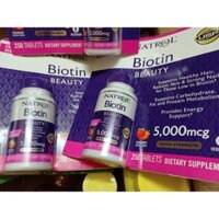 Viên ngậm bổ sung Biotin đẹp da tóc móng - Natrol Biotin  5000mcg 250 viên của Mỹ
