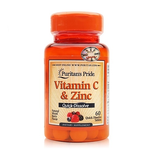 Viên ngậm bổ sung Vitamin C và kẽm Puritan's Pride Vitamin C & Zinc 60 viên