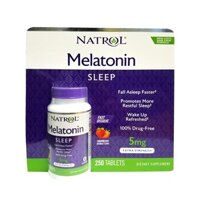 Viên Ngậm Cải Thiện Giấc Ngủ Natrol Melatonin Sleep 5mg 250 Viên Vị Dâu - Hỗ Trợ Ngủ Ngon Và Sâu Giấc