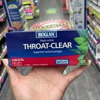 Viên ngậm ho, nghẹt mũi, đau cổ, viêm họng - Bioglan Throat Clear