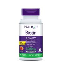 Viên ngậm natrol biotin extra strength fast dissolve beauty 5000mcg hỗ trợ da, móng, tóc hộp 90 viên