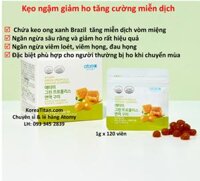 Viên ngậm tăng cường hệ miễn dịch tự nhiên được chiết xuất từ keo ong xanh Brazil loại bỏ mùi hôi miệng và trị viêm họng  cực kỳ hiệu quả (1g x 120 viên) - Atomy green propolis immune gummies - 애터미 그린프로폴리스 면역구미 - Атоми зеленый прополис иммунные жевательные конфеты