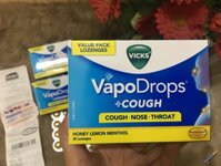 Viên ngậm trị ho, mũi và họng Vicks VapoDrops Cough Nose Throat Honey Lemon Menthol (36 viên) vị chanh mật ong