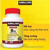 Viên ngậm vitamin b12 kirkland signature 5000mcg 300 viên tăng cường trí nhớ, giúp tập trung, giảm mụn healthy cares