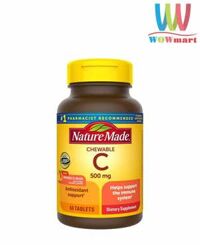 Viên ngậm Vitamin C tăng đề kháng Nature Made Chewable C 500mg 60 Tablets (Vị cam)
