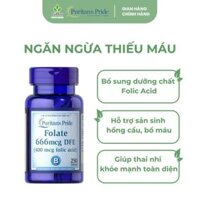 Viên Ngăn Ngừa Thiếu Máu, Bổ Sung Folic Acid 400 mcg Puritan’s Pride Folate 666mcg DFE 250 Viên