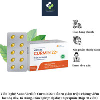Viên Nghệ Nano Vietlife Curmin 22+Hỗ trợ giảm triệu chứng viêm loét dạ dày, tá tràng(Hộp 30 viên)