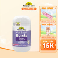 Viên Nhai Canxi Sữa Cho Bé Nature’s Way Kids Smart Calcium + Vitamin D3 Burstlets , Kẹo Bùng Nổ Tăng Chiều Cao 50v/h