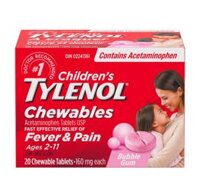 Viên nhai giảm đau hạ sốt Children's Tylenol Pain + Fever Relief Chewables Grape 24 viên