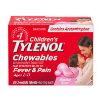 Viên nhai hạ sốt trẻ em Children's Tylenol Pain + Fever Relief Chewables - Acetaminophen - Grape - 24 viên.