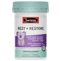 Viên nhai hỗ trợ giấc ngủ ngon và khôi phục cho trẻ Swisse Kids Rest & Restore 60 Tablets