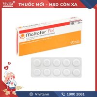 Viên nhai trị thiếu máu do sắt Maltofer fol | Hộp 30 viên