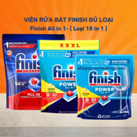 Viên rửa bát Finish All in 1 Max 110 100 94 80 viên [Loại cao cấp 10 chức năng, màng nilon tự tan]