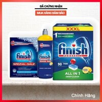 Viên rửa bát Finish All In 1 120 viên + Classic 90 viên + Muối Rửa Bát Finish + Nước Làm Bóng Finish Nhập Khẩu Châu Âu