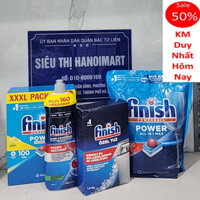 Viên rửa bát Finish all in 1 max 100 viên, muối rửa bát finish 1.5kg, nước làm bóng finish 800ml