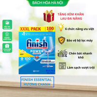 Viên rửa bát FINISH ESSENTIAL 100 viên - Hương chanh, Bóng Finish 800ml