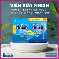 Viên Rửa Bát Finish Powerball Power Essential 100 viên (LEMON) - 6 chức năng - nhân đỏ