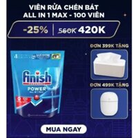 Viên Rửa Chén Bát Finish Powerball Power All In 1 - Túi 100 viên siêu tiết kiệm