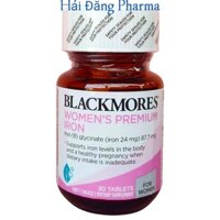 Viên sắt Blackmore lọ 30 viên (ÚC). Bổ sung sắt cho phụ nữ có thai, cho con bú, người thiếu sắt.