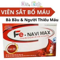 Viên Sắt Bổ Máu - Viên uống Bổ Sung Sắt và Acid folic - Fe -NAVIMAX - Viên Sắt Cho Bà Bầu HỘP 30 VIÊN DS.LINH
