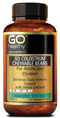 Viên sữa bò non dạng nhai hình gấu GO COLOSTRUM CHEWABLE BEARS – Adults & Kids – 120 viên
