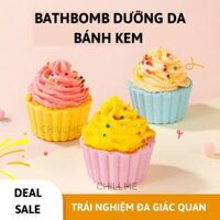 Viên sủi bồn tắm bathbomb ( KHÔNG TẠO BỌT)  Chillme dưỡng ẩm làn da thư giãn tạo màu hình bánh kem dễ thương