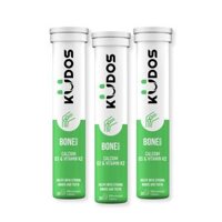 Viên sủi Canxi, D3 &amp; Vitamin K2 KUDOS BONE giúp xương, răng chắc khỏe, hương Cam 20 viên tuýp. - Combo 3 Tuýp