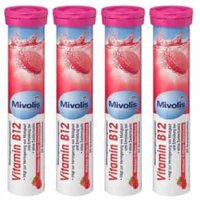 Viên sủi Mivolis Vitamnin B12 vị dâu hộp 20 viên 82g nhập khẩu Đức