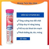 Viên sủi Vitamin Mivolis DM bổ sung Vitamin B12 vị dâu rừng nguyên chất 20 viên (nắp hồng) nhập khẩu từ Đức