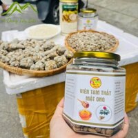 Viên tam thất mật ong rừng nguyên chất được bào chế thủ công từ 100% bột củ tam thất bắc rừng hoang khô và mật ong khoái