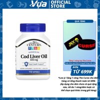 Viên uống 21st Century - Cod Liver Oil 400 mg / Sofgel (110 viên) - Bổ Sung Vitamin A & D, Chính Hãng