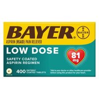 Viên uống Bayer Low Dose Aspirin 81mg 400 viên của Mỹ