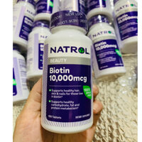 viên uống biotin 100 viên natrol beauty biotin natrol mọc tóc 10000mcg  biotin 100viên của Mỹ